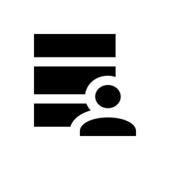 Poster - Black silhouette of a person icon with horizontal bars representing data or information layers stacked up high