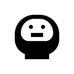 Poster - Illustration of a simple black and white robot face with oval head and rectangular mouth design icon art