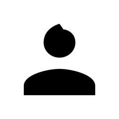 Poster - Silhouette of a person icon with a round head and a curved body in black against a white background design