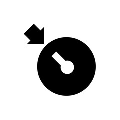 Poster - Black circle with a white dial and a black arrow pointing towards it in the upper left corner