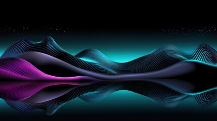 Wall Mural - abstract digital landscape reflecting in a dark, ethereal mirror.