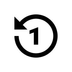 Poster - Black circular arrow pointing counterclockwise with the number one inside the circle in the center view
