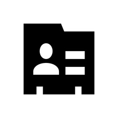 Poster - Black folder icon with white user symbol and two horizontal bars representing information inside it