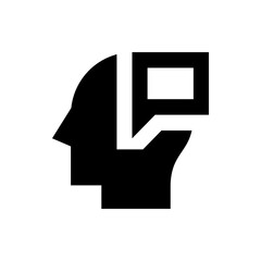 Poster - Illustration of a stylized head in black silhouette with a speech bubble connected to the head shape