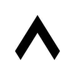 Poster - A simple black chevron pointing upwards on a white background creating a minimalist directional indicator icon