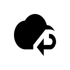 Poster - Black cloud with an arrow pointing downwards and then curving upwards, suggesting data upload process
