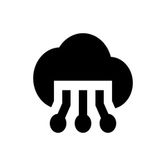 Poster - Black cloud with three vertical lines connected to circles representing a network connection icon design