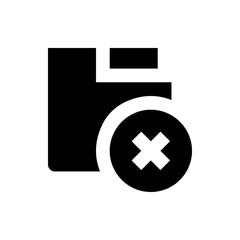 Poster - Black folder icon with a white x inside a circle indicating deletion or removal of the document file