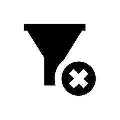 Poster - Black filter funnel icon with a cross mark inside a circle indicating removal or deactivation symbol design