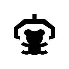 Poster - Silhouette of a teddy bear being grabbed by a claw machine, isolated on a white background, simple design