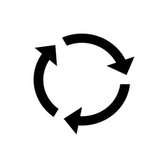 Aufkleber - Three black curved arrows arranged in a circular pattern indicating a cyclical process or rotation motion icon