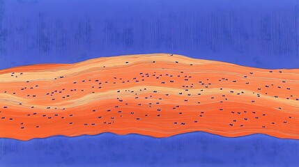 Poster - Abstract Orange and Blue Textured Landscape
