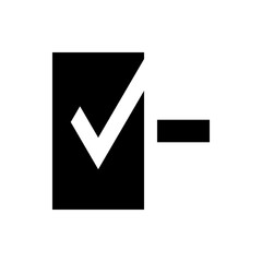 Poster - A square filled with black color and a white check mark along with a white minus sign on the right side