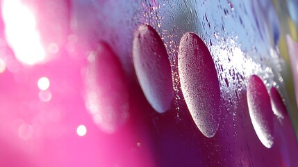 Poster - Abstract Water Droplets on Vibrant Pink and Purple Surface