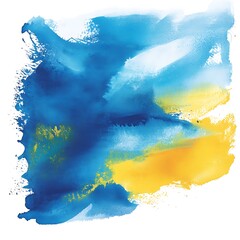 Poster - Abstract Watercolor Painting with Blue Yellow and Gold Hues