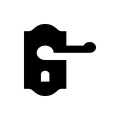 Poster - Illustration of a black door handle with a keyhole on a white background in a simple vector graphic style