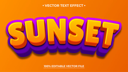 Poster - Sunset 3d logo template editable text effect style