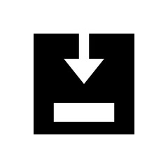 Poster - Black box with a white arrow pointing down and a white rectangle at the bottom of the box illustration