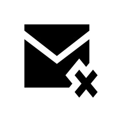Poster - Black and white graphic of an envelope with a white line and a crossed out x in the bottom right corner