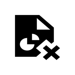 Poster - Black and white illustration of a document with a pie chart and a large x symbol indicating deletion of data