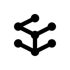 Poster - A black network diagram with interconnected nodes forming a three dimensional structure on a white background