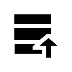 Poster - Black horizontal bars stacked with an upward pointing arrow indicating an upload function or process icon