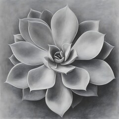 Poster - Monochrome Close up of Succulent Plant with Textured Petals