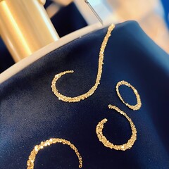 Poster - Navy Blue Fabric with Gold Glitter Swirls Detail