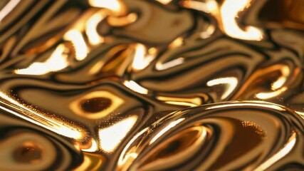 Poster - Abstract Waves of Molten Gold with Shimmering Reflections