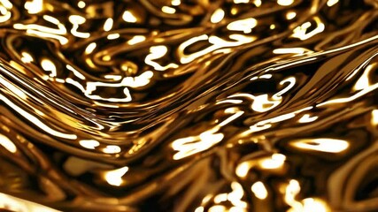 Poster - Abstract Fluid Gold Texture with Elegant Waves and Reflections