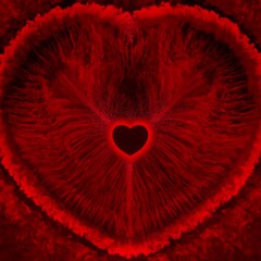 Poster - heartbeat loop. dynamic red energy pulses with a central heart. abstract and hypnotic for social med