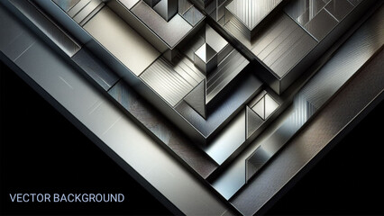 Poster - An abstract background showcasing metallic geometric shapes with a textured grain finish suitable for high-end branding, product showcases, or digital interfaces.