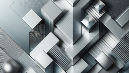 Poster - An abstract background showcasing metallic geometric shapes with a textured grain finish suitable for high-end branding, product showcases, or digital interfaces.