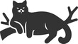 © MDAbdul - Cat with tree branch vector silhouette