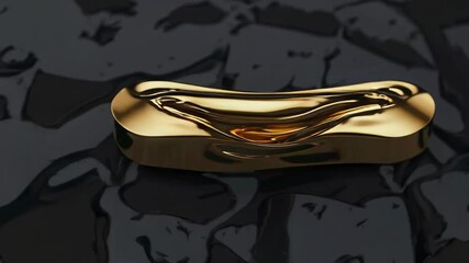 Poster - Golden Elegance with Simple Curves and Fluid Designs
