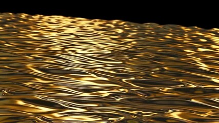 Poster - Golden Waves Reflecting Light on Water Surface at Horizon Line