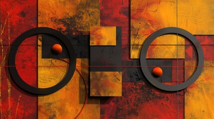 Fototapete - The abstract picture of the red shape repetitive pattern polygon geometry in the background, geometry is mathematics that study shape, sizes, properties, and dimensions of objects and spaces. AIG51.