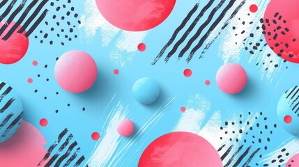 Fototapete - The close up of the abstract picture of the colourful memphis pattern wallpaper, memphis pattern is the design style that vibrant and mix of geometric shapes, bold colors, and playful patterns. AIG51.