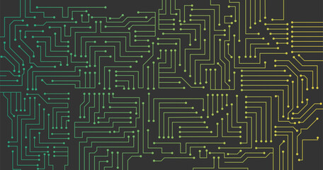 Poster - Abstract technology green gradient lines circuit cyber pattern on black background vector
