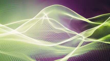 Poster - Abstract wave pattern in green and purple tones. Background image of digital wave with vibrant green and purple color. Modern background design for digital art and prints. Fluid texture. AIG51.