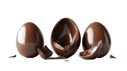Poster - Delectable delight: A trio of chocolate eggs reveals a sweet surprise within