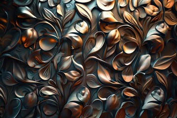 Poster - Wavy blue abstract texture with layered shapes. Background image of 3D rendering artwork of curve line with gradient color and layered texture. Digital artwork for modern and fluid design. AIG51.