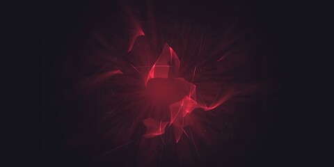 Poster - Abstract red glowing light forms in a dark space creating a dynamic and vibrant effect