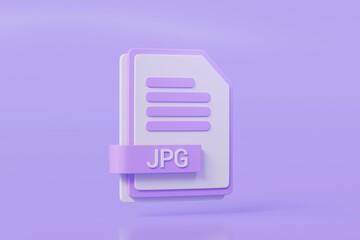 Fototapete - 3d file folder document JPG icon. minimal word JPG sheet presentation document icon. document form. business work company icon concept. archive presentation file type concept. JPG format. 3d render.