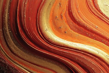 Poster - Vivid abstract painting with flowing red, orange, and gold textures creating a dynamic visual experience