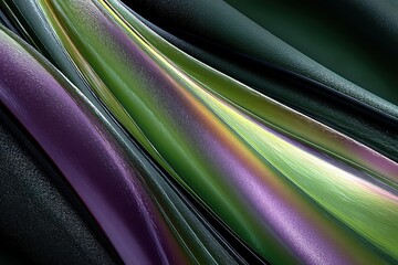 Poster - Colorful abstract flowing textures in shades of green, purple, and black contrasted with smooth gradients and intricate patterns