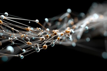 Fototapete - Abstract representation of molecular structures floating in space with a dark background