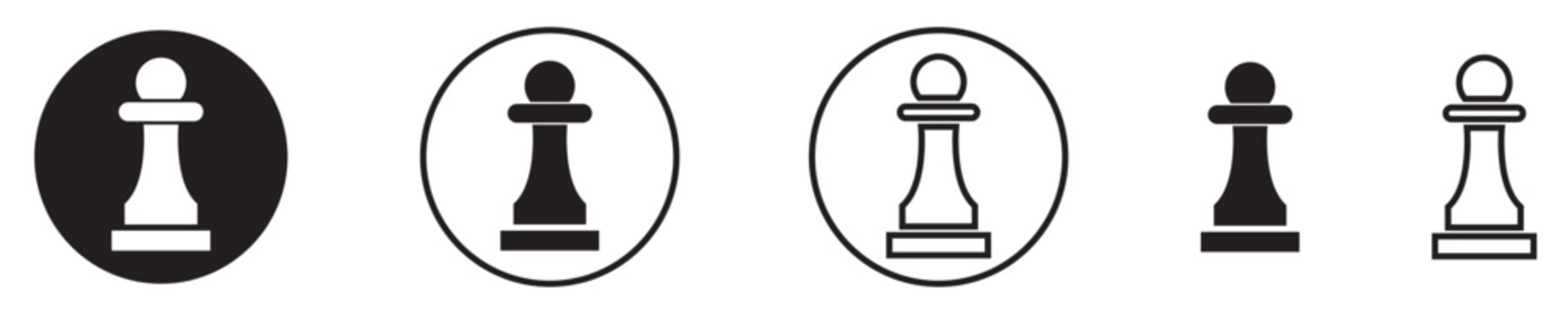 Chess pawn icon Thin line vector illustration set