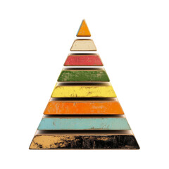 Aufkleber - Colorful layered pyramid on transparent background, showcasing geometric forms and vibrant hues