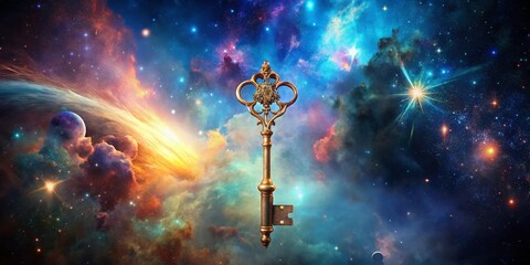 Wall Mural - Celestial Key: Unveiling Cosmic Secrets - Interstellar Nebula, Stars, Clouds